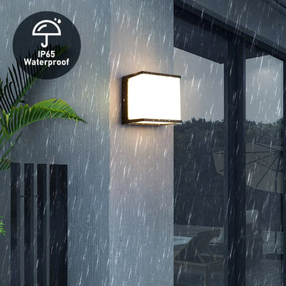 Kubische LED-Außenwandleuchte 8 W | Mattiertes Acryl und Aluminium | Wasserdicht IP65 | Warmweiß, modern