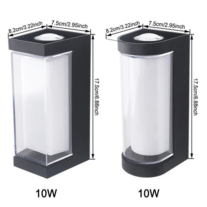 Utomhusvägglampa Up & Down LED 10W | Svart Aluminium Vattentät | IP65 | Fyrkantig & Rund