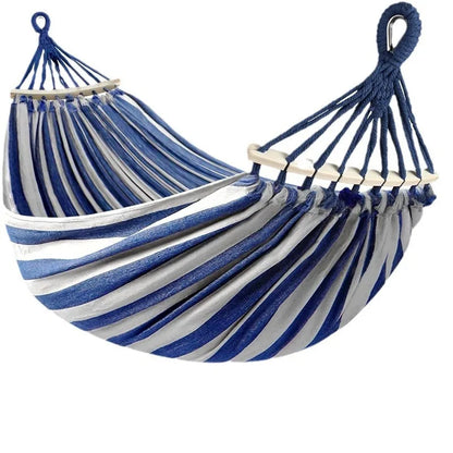 Hängmatta Dubbel med Spridarträ | Anti-roll Hängsäng Bomull | Camping & Trädgård 220×150 cm