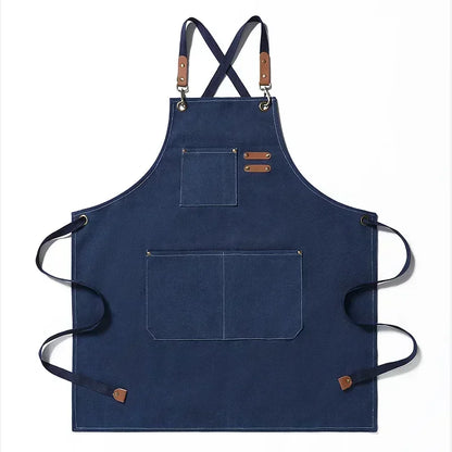 Köksförkläde i Canvas Unisex | Slitstarkt Kockförkläde med Fickor | Justerbar Passform