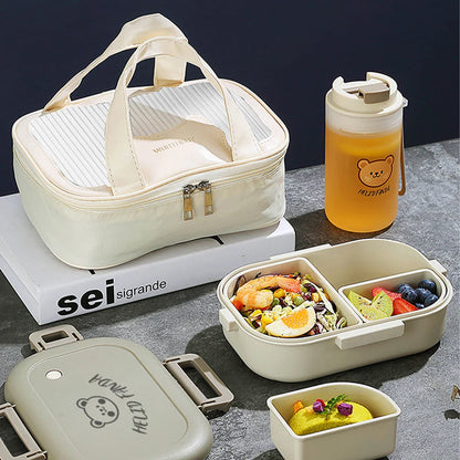 Matlåda 800 ml med 3 Fack | Läckagesäker Bento Lunchlåda | Mikrovågssäker | Med Sidolås
