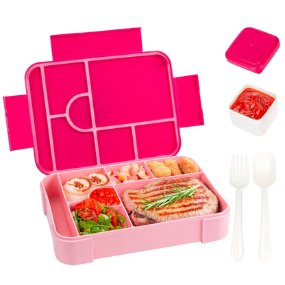 Matlåda med 7 Fack 1330 ml | Läckagesäker Lunchlåda | Mikrovågssäker | Med Bestick