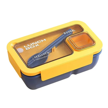 Matlåda Bento med Bestick | Läckagesäker Portabel Lunchlåda | Mikrovågs- & Diskmaskinssäker