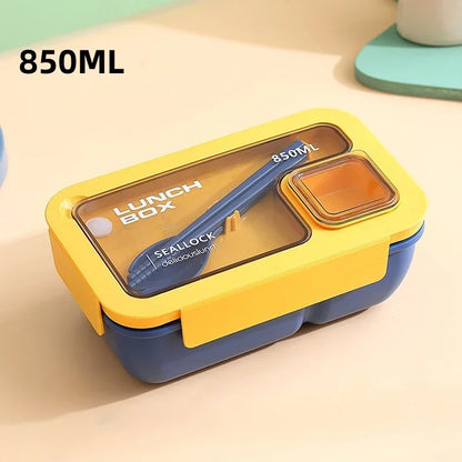 Matlåda Bento med Bestick | Läckagesäker Portabel Lunchlåda | Mikrovågs- & Diskmaskinssäker