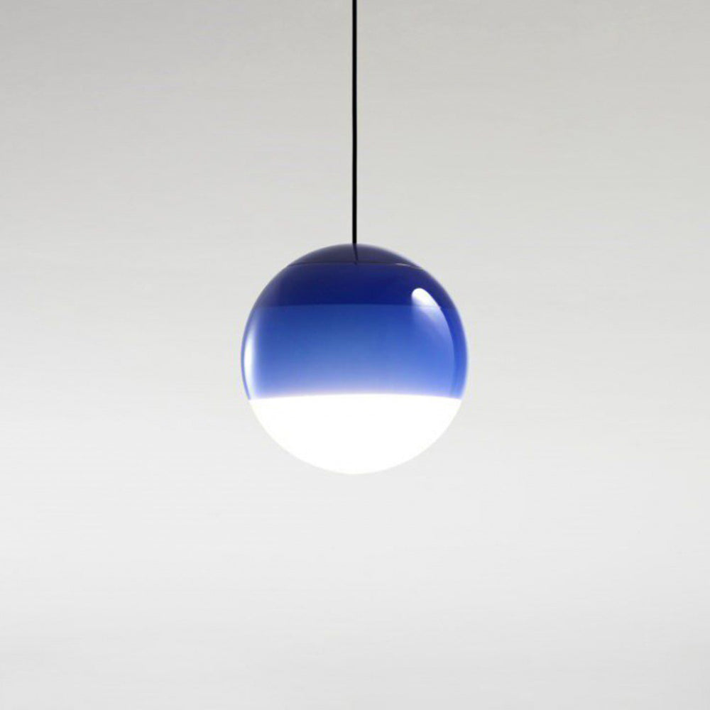 Pendelleuchte Glaskugel aus farbigem Glas | Grau, Blau, Grün, Orange, Rosa oder Schwarz | Warmweißes LED-Licht