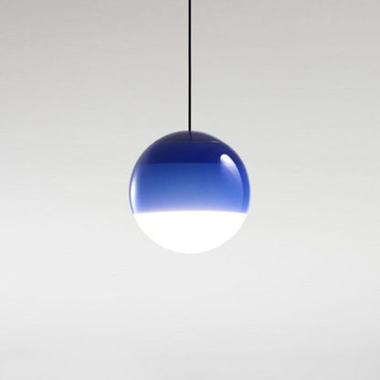 Pendelleuchte Glaskugel aus farbigem Glas | Grau, Blau, Grün, Orange, Rosa oder Schwarz | Warmweißes LED-Licht