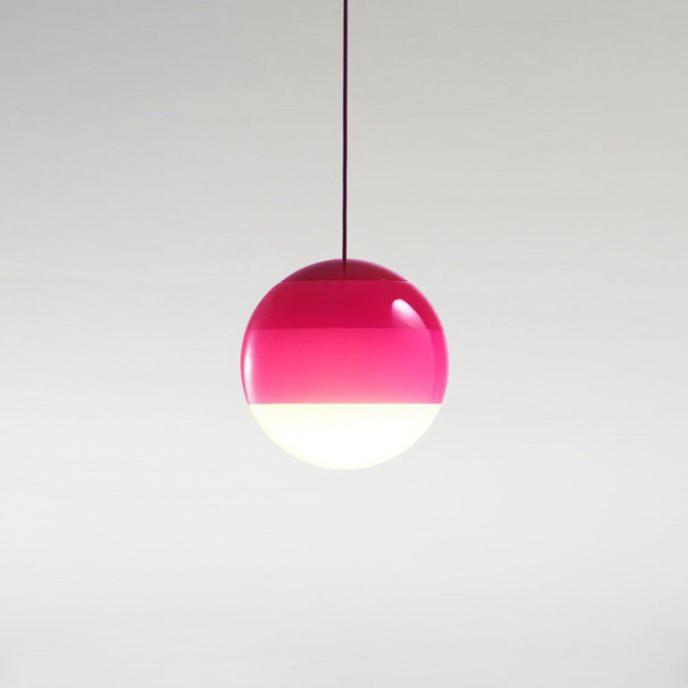 Pendelleuchte Glaskugel aus farbigem Glas | Grau, Blau, Grün, Orange, Rosa oder Schwarz | Warmweißes LED-Licht