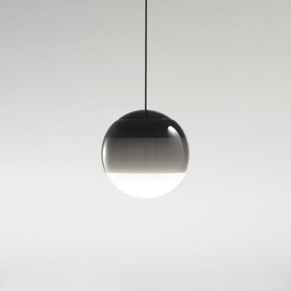 Pendelleuchte Glaskugel aus farbigem Glas | Grau, Blau, Grün, Orange, Rosa oder Schwarz | Warmweißes LED-Licht
