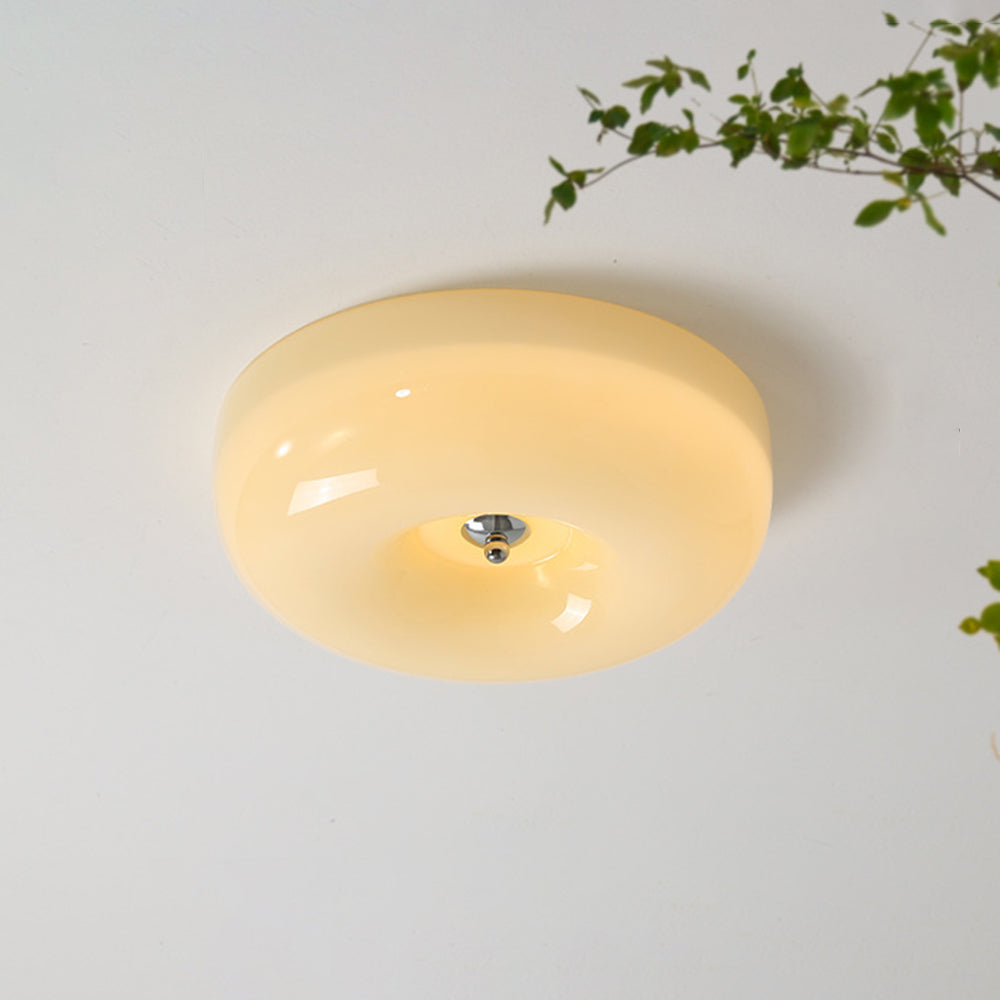 Taklampa Plafond i Glas | Vintage Rund Skärm i 3 Färger | Dimbar LED med 3 Ljusfärger | Ø 32–46 cm