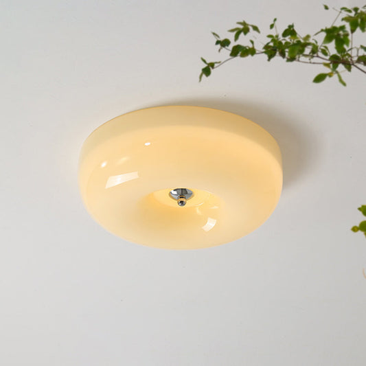 Taklampa Plafond i Glas | Vintage Rund Skärm i 3 Färger | Dimbar LED med 3 Ljusfärger | Ø 32–46 cm