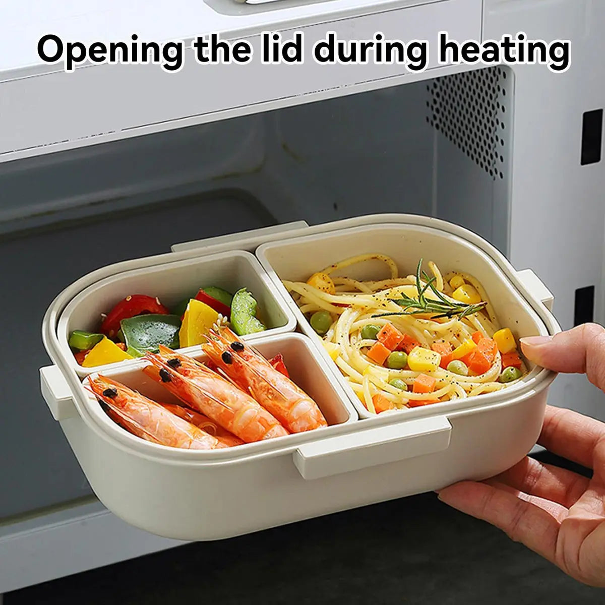 Matlåda 800 ml med 3 Fack | Läckagesäker Bento Lunchlåda | Mikrovågssäker | Med Sidolås