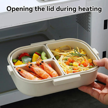 Matlåda 800 ml med 3 Fack | Läckagesäker Bento Lunchlåda | Mikrovågssäker | Med Sidolås