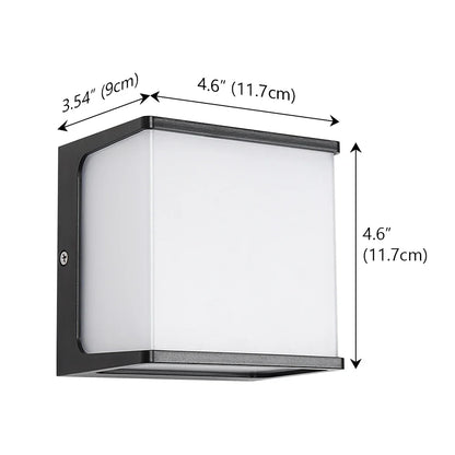 Kubische LED-Außenwandleuchte 8 W | Mattiertes Acryl und Aluminium | Wasserdicht IP65 | Warmweiß, modern