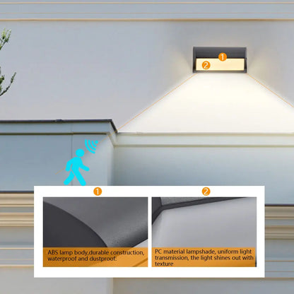 LED-Außenwandleuchte mit Bewegungssensor | Radar mit automatischer Einschaltung | Wasserdicht IP65 | Schwarz 30 W für den Garten