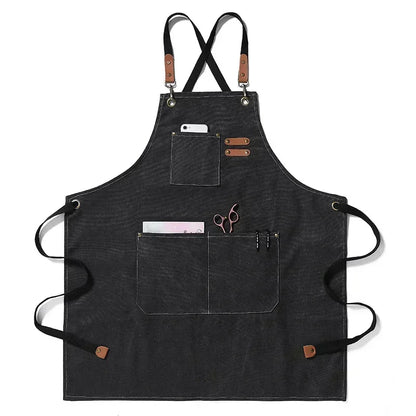Köksförkläde i Canvas Unisex | Slitstarkt Kockförkläde med Fickor | Justerbar Passform