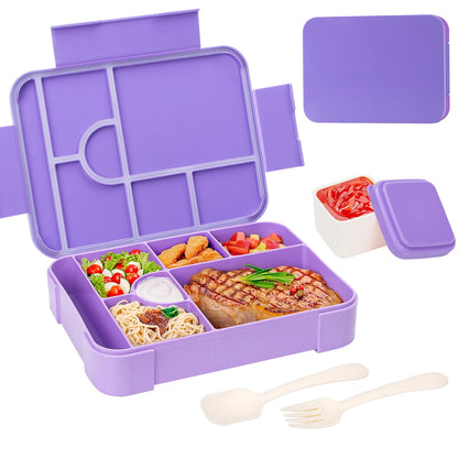 Matlåda med 7 Fack 1330 ml | Läckagesäker Lunchlåda | Mikrovågssäker | Med Bestick