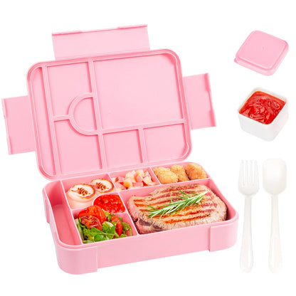 Matlåda med 7 Fack 1330 ml | Läckagesäker Lunchlåda | Mikrovågssäker | Med Bestick