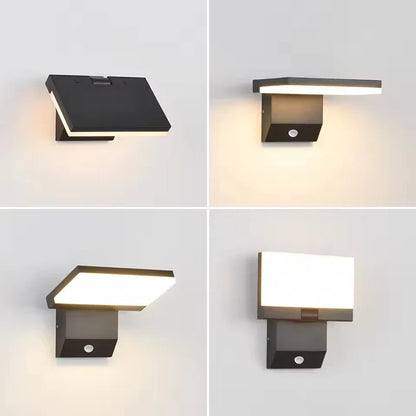 LED-Außenwandleuchte 18 W, klappbar | Einstellbarer Bewegungssensor optional | Wasserdicht IP65 | Schwarz & Weiß