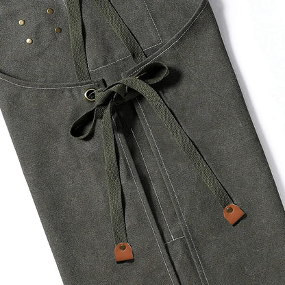 Köksförkläde i Canvas Unisex | Slitstarkt Kockförkläde med Fickor | Justerbar Passform