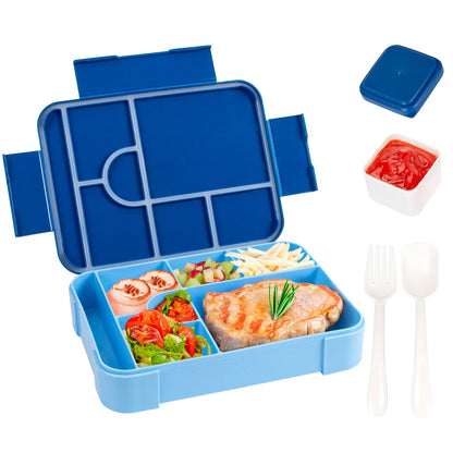 Matlåda med 7 Fack 1330 ml | Läckagesäker Lunchlåda | Mikrovågssäker | Med Bestick