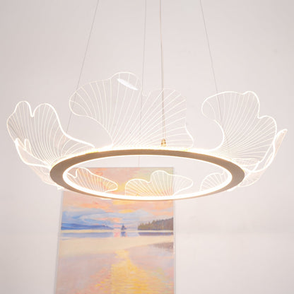 Pendellampa LED Rund i Akryl | Guld eller Silver med Klar Akryl | Varmvit eller Dimbar | Ø 68–108 cm