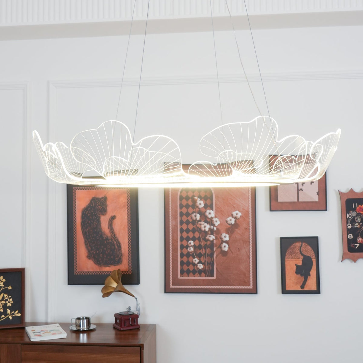 Pendellampa LED Rund i Akryl | Guld eller Silver med Klar Akryl | Varmvit eller Dimbar | Ø 68–108 cm