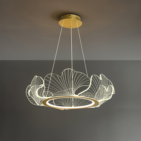 Pendellampa LED Rund i Akryl | Guld eller Silver med Klar Akryl | Varmvit eller Dimbar | Ø 68–108 cm