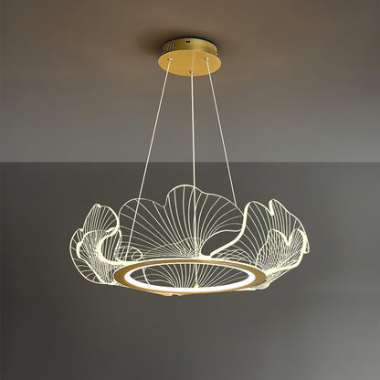 Pendellampa LED Rund i Akryl | Guld eller Silver med Klar Akryl | Varmvit eller Dimbar | Ø 68–108 cm