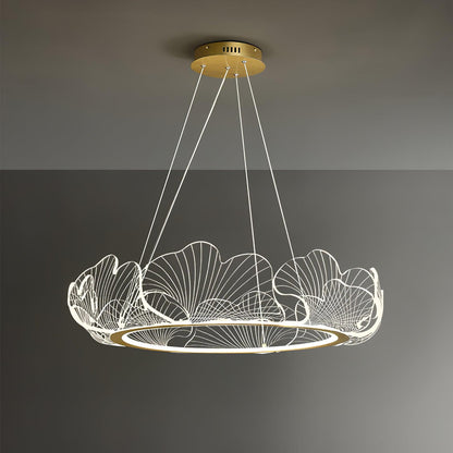 Pendellampa LED Rund i Akryl | Guld eller Silver med Klar Akryl | Varmvit eller Dimbar | Ø 68–108 cm