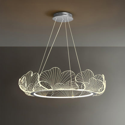 Pendellampa LED Rund i Akryl | Guld eller Silver med Klar Akryl | Varmvit eller Dimbar | Ø 68–108 cm