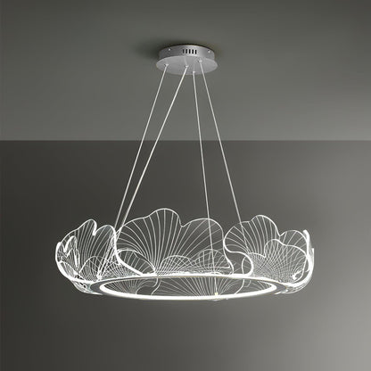 Pendellampa LED Rund i Akryl | Guld eller Silver med Klar Akryl | Varmvit eller Dimbar | Ø 68–108 cm