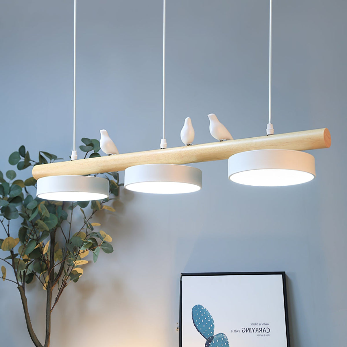 Pendelleuchte mit Vogel LED | Verstellbarer Vogel in 6 Farben | Warmweiß oder Dimmbar | Weißes oder Schwarzes Kabel