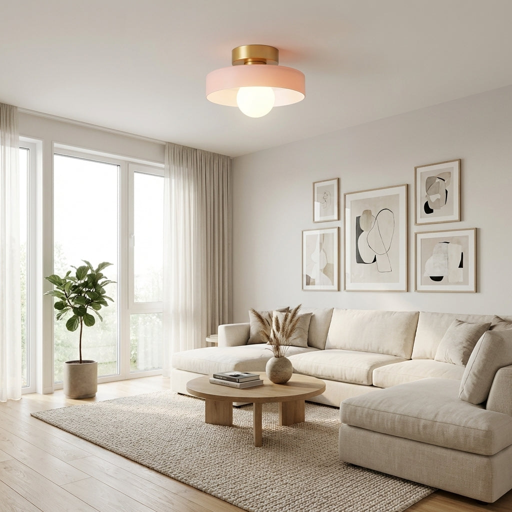 Taklampa i Glas och Mässing | Bauhaus-inspirerad design | G9-sockel
