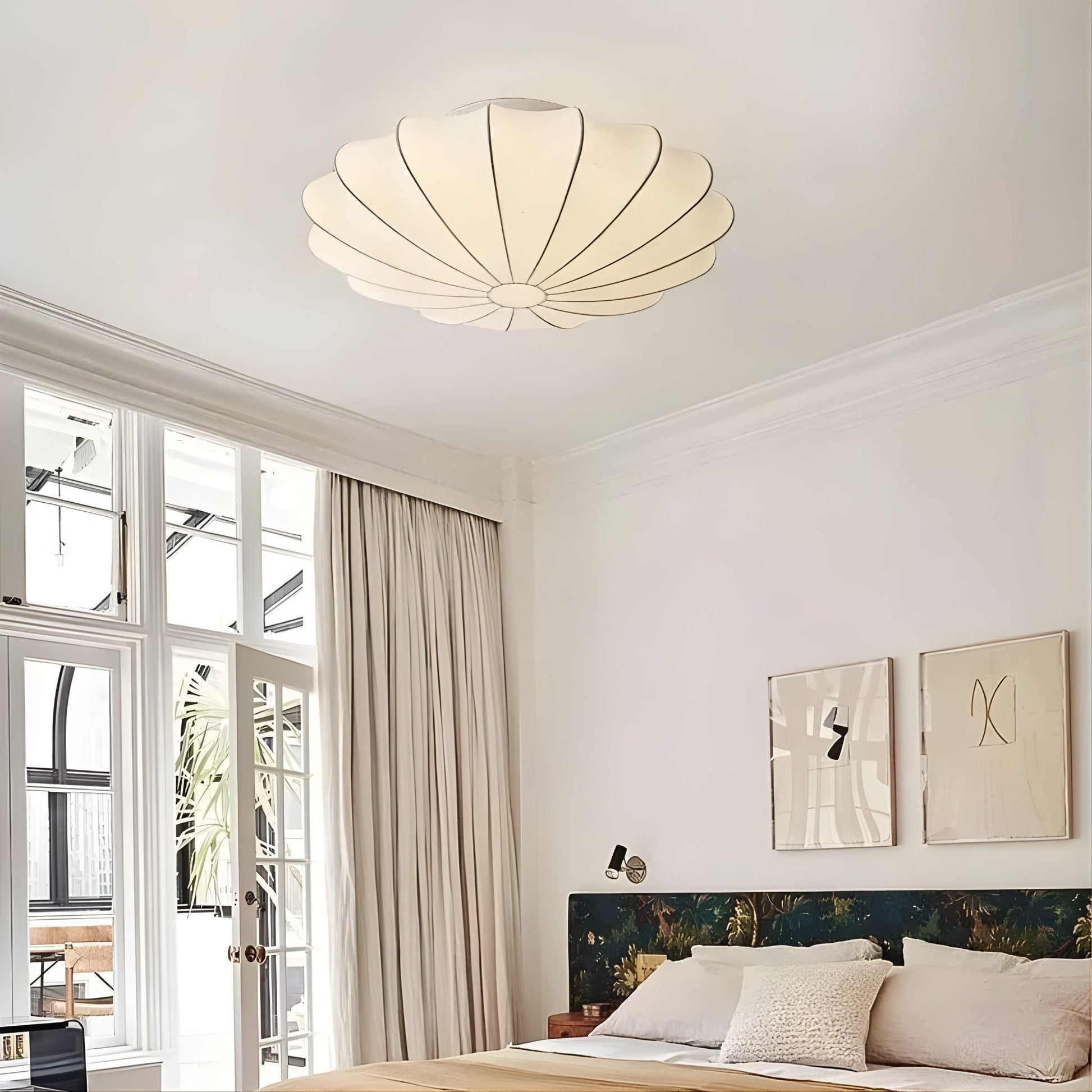 Takplafond i Textil | Veckad Blomform | Mjukt Diffust Ljus
