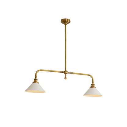 Pendellampa i Retrostil med 2 Skärmar | Aluminium eller Keramik | L 102 cm | För Köksö och Matbord