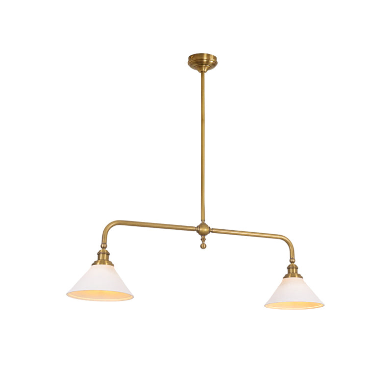 Pendellampa i Retrostil med 2 Skärmar | Aluminium eller Keramik | L 102 cm | För Köksö och Matbord