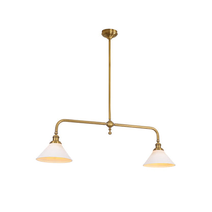 Pendellampa i Retrostil med 2 Skärmar | Aluminium eller Keramik | L 102 cm | För Köksö och Matbord