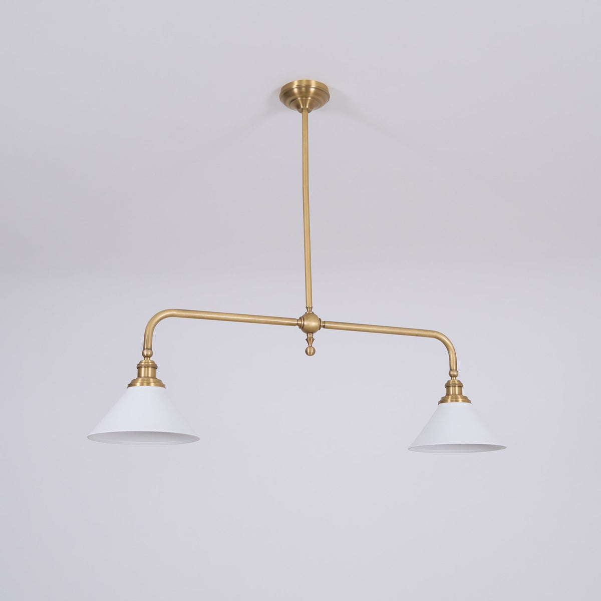 Pendellampa i Retrostil med 2 Skärmar | Aluminium eller Keramik | L 102 cm | För Köksö och Matbord
