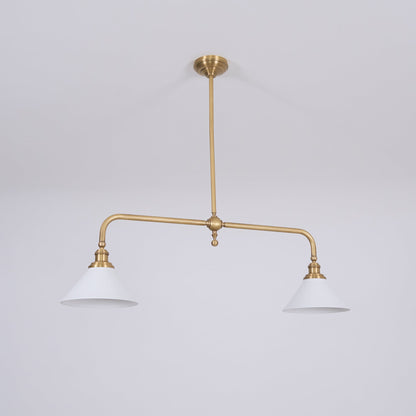 Pendellampa i Retrostil med 2 Skärmar | Aluminium eller Keramik | L 102 cm | För Köksö och Matbord