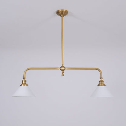 Pendellampa i Retrostil med 2 Skärmar | Aluminium eller Keramik | L 102 cm | För Köksö och Matbord