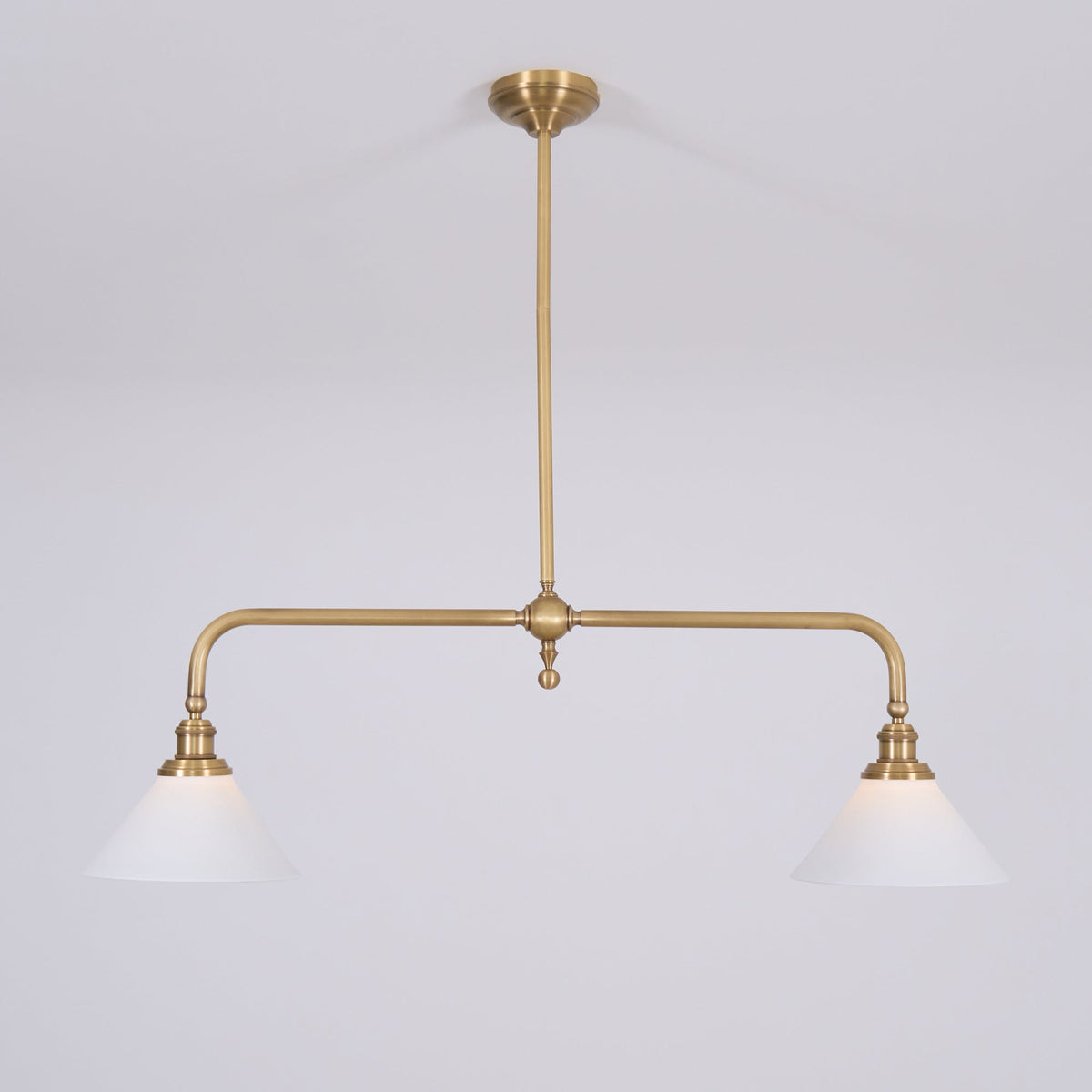 Pendellampa i Retrostil med 2 Skärmar | Aluminium eller Keramik | L 102 cm | För Köksö och Matbord