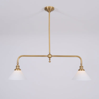 Pendellampa i Retrostil med 2 Skärmar | Aluminium eller Keramik | L 102 cm | För Köksö och Matbord