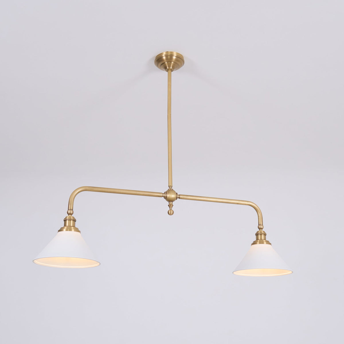 Pendellampa i Retrostil med 2 Skärmar | Aluminium eller Keramik | L 102 cm | För Köksö och Matbord