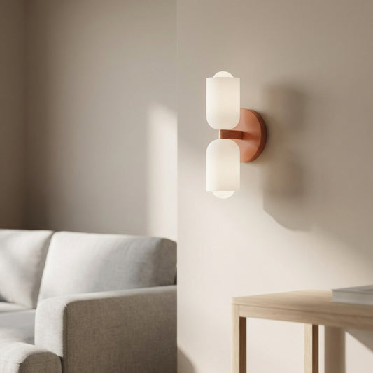Vägglampa i Glas och Metall | Dubbel Upp-och-ned-ljussättning | Nordisk design