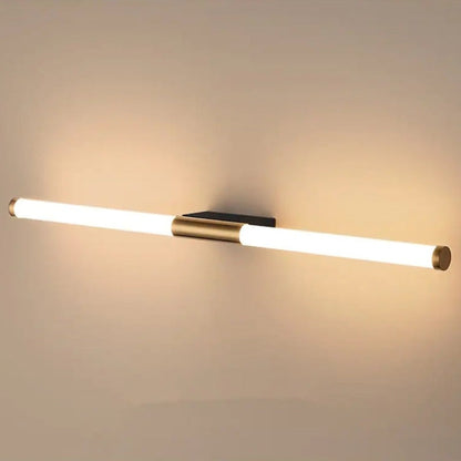 Vägglampa i Metall & Akryl | Linjär LED-stav | Guldfärgad finish