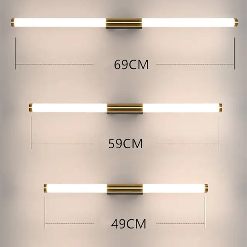 Vägglampa i Metall & Akryl | Linjär LED-stav | Guldfärgad finish