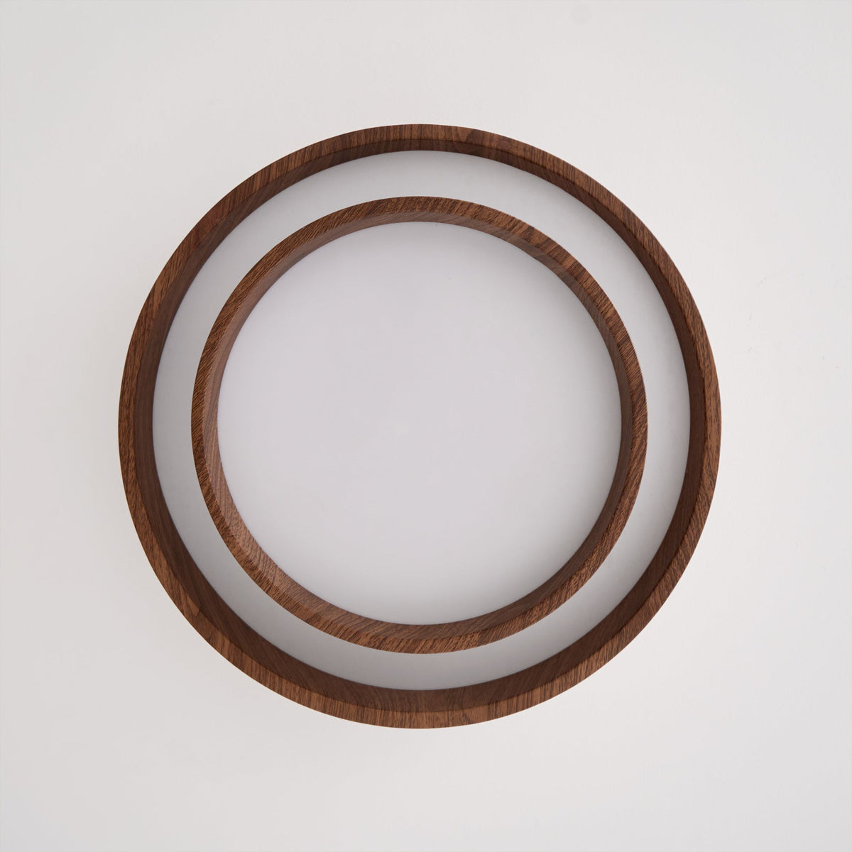 Taklampa Dubbel Ring LED | Valnötsfärg i Metall och Akryl | Varmvit eller Dimbar | Ø 40–50 cm