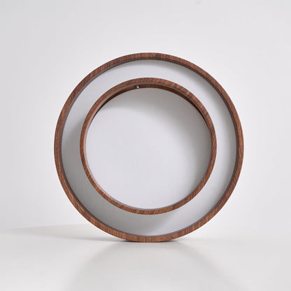 Taklampa Dubbel Ring LED | Valnötsfärg i Metall och Akryl | Varmvit eller Dimbar | Ø 40–50 cm