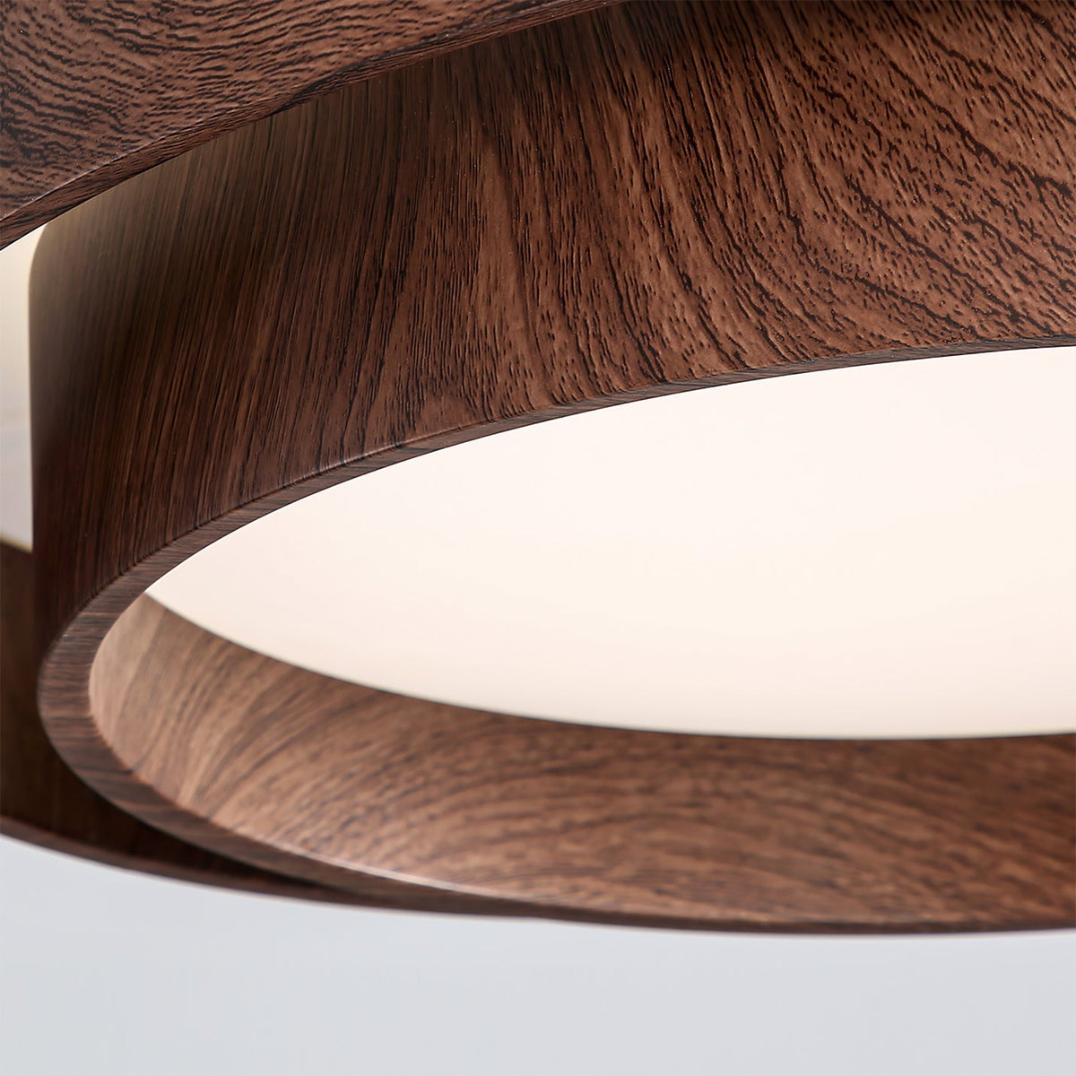 Taklampa Dubbel Ring LED | Valnötsfärg i Metall och Akryl | Varmvit eller Dimbar | Ø 40–50 cm