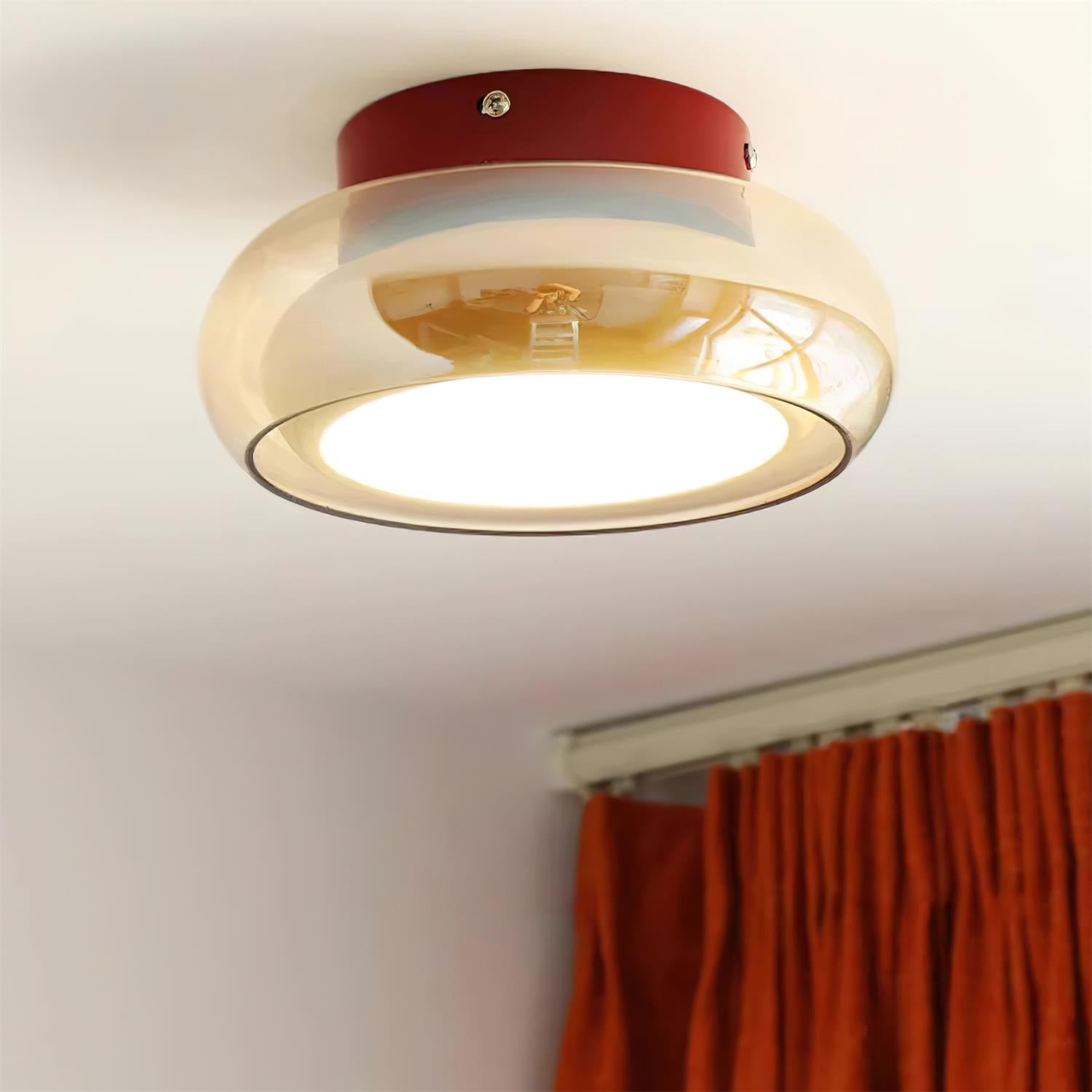 Taklampa i glas för lågt tak | infälld modell på 12 W | tre ljusfärger | cognac eller rökgrå